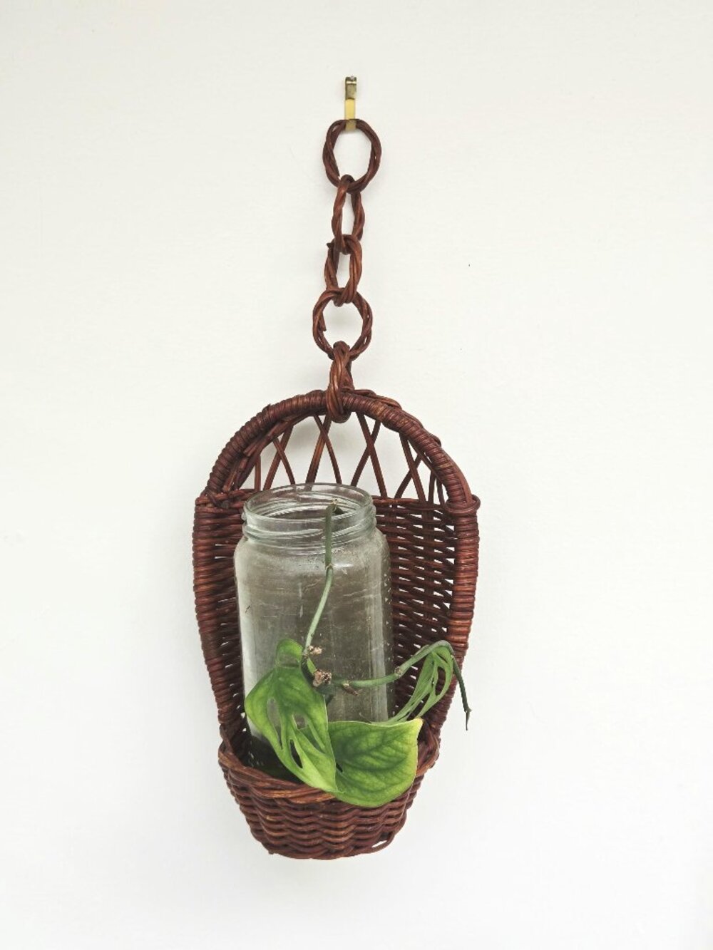 3/$35✨️Vintage Dark Wicker Plant Pot Hanger | 1970s